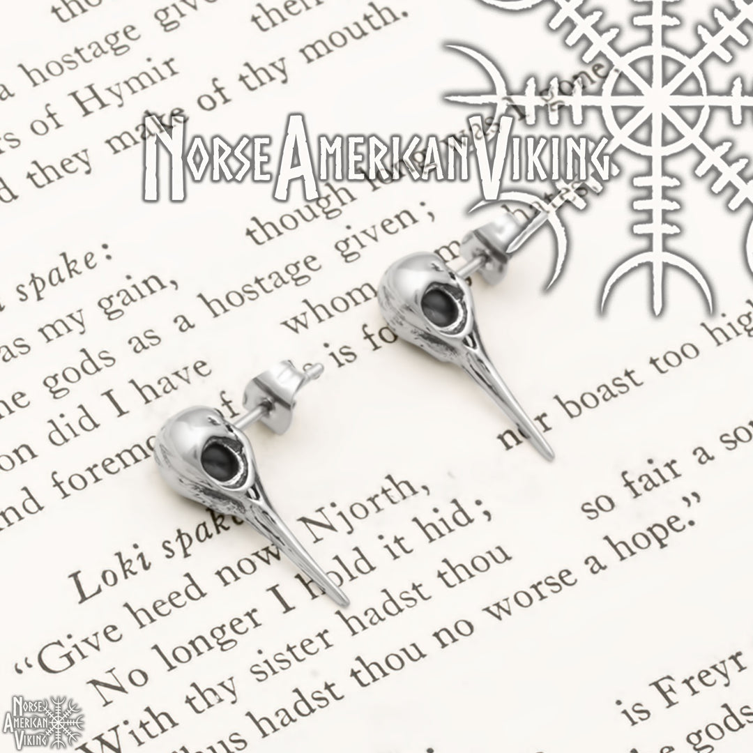 Raven Viking Stud Earrings 316L Stainless Steel