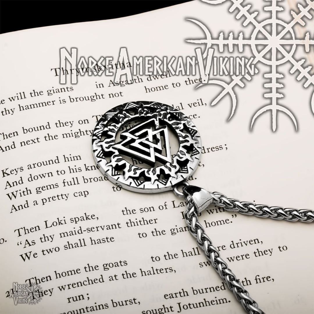 Viking Valknut Slain Warrior Knot Stainless Steel Pendant Necklace