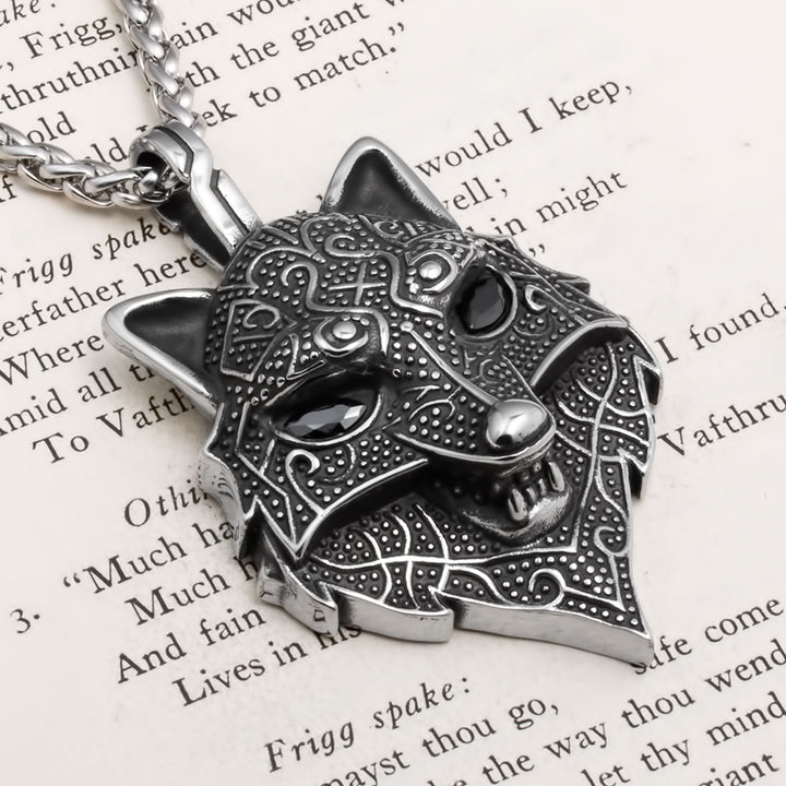 Fenrir Wolf Viking Pendant Necklace 316L Stainless Steel
