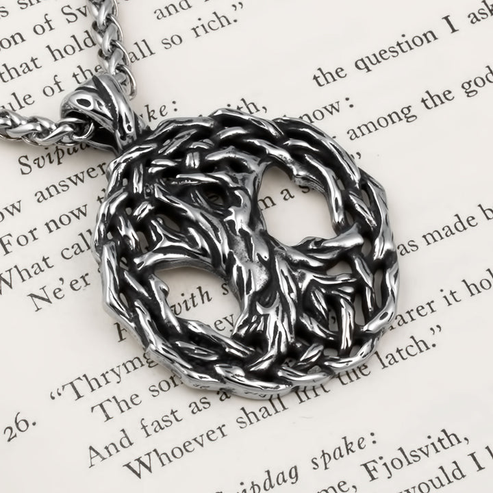Yggdrasil World Ash Tree Pendant Necklace Stainless Steel Viking