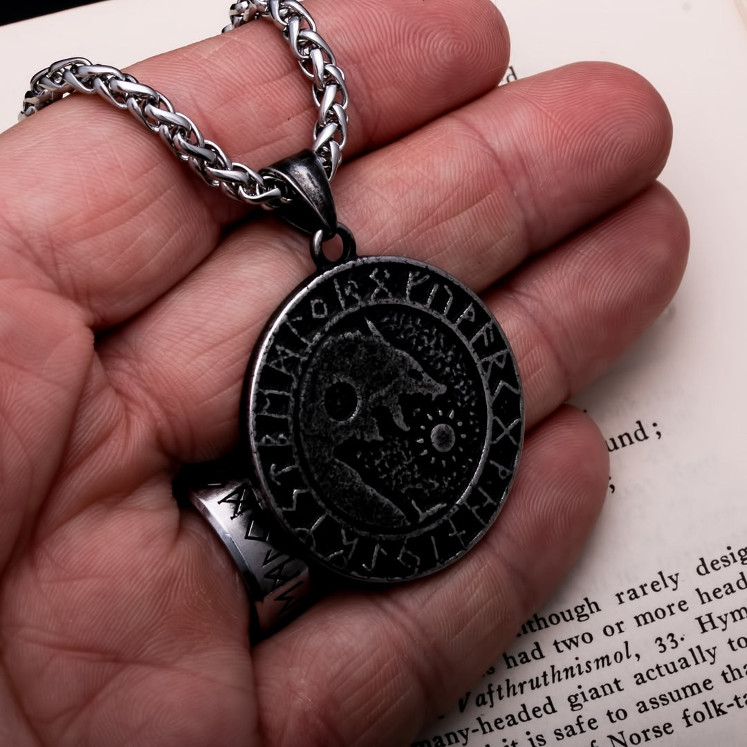 Fenrir Wolf Rune Ancient Yin Viking Pendant Necklace 316L Stainless Steel - view 6