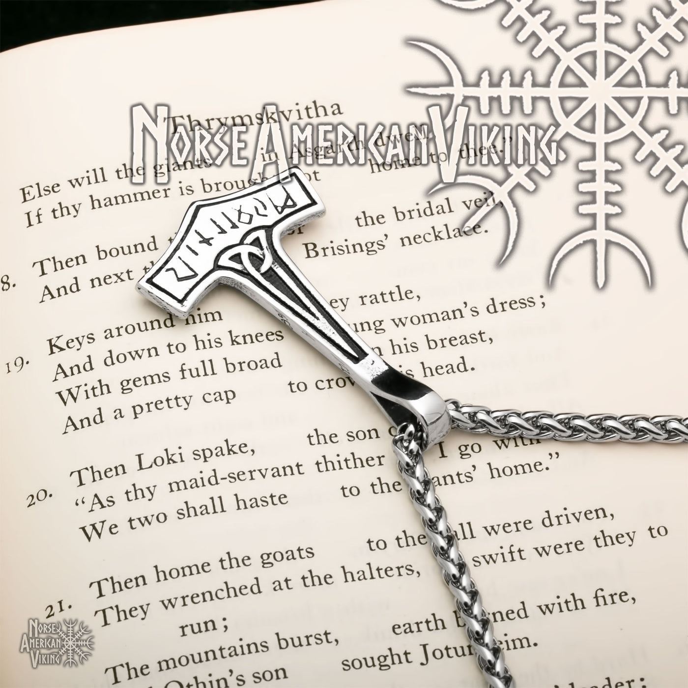 Viking Mjolnir Thor's Hammer Trinity Knot Rune Stainless Steel Pendant Necklace