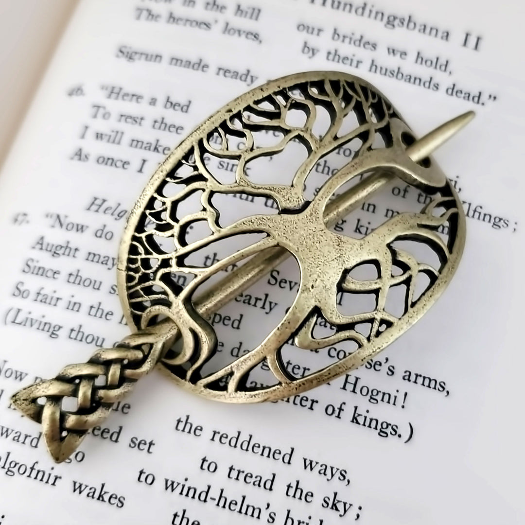 Viking Norse Yggdrasil World Tree Hair Pin Gold