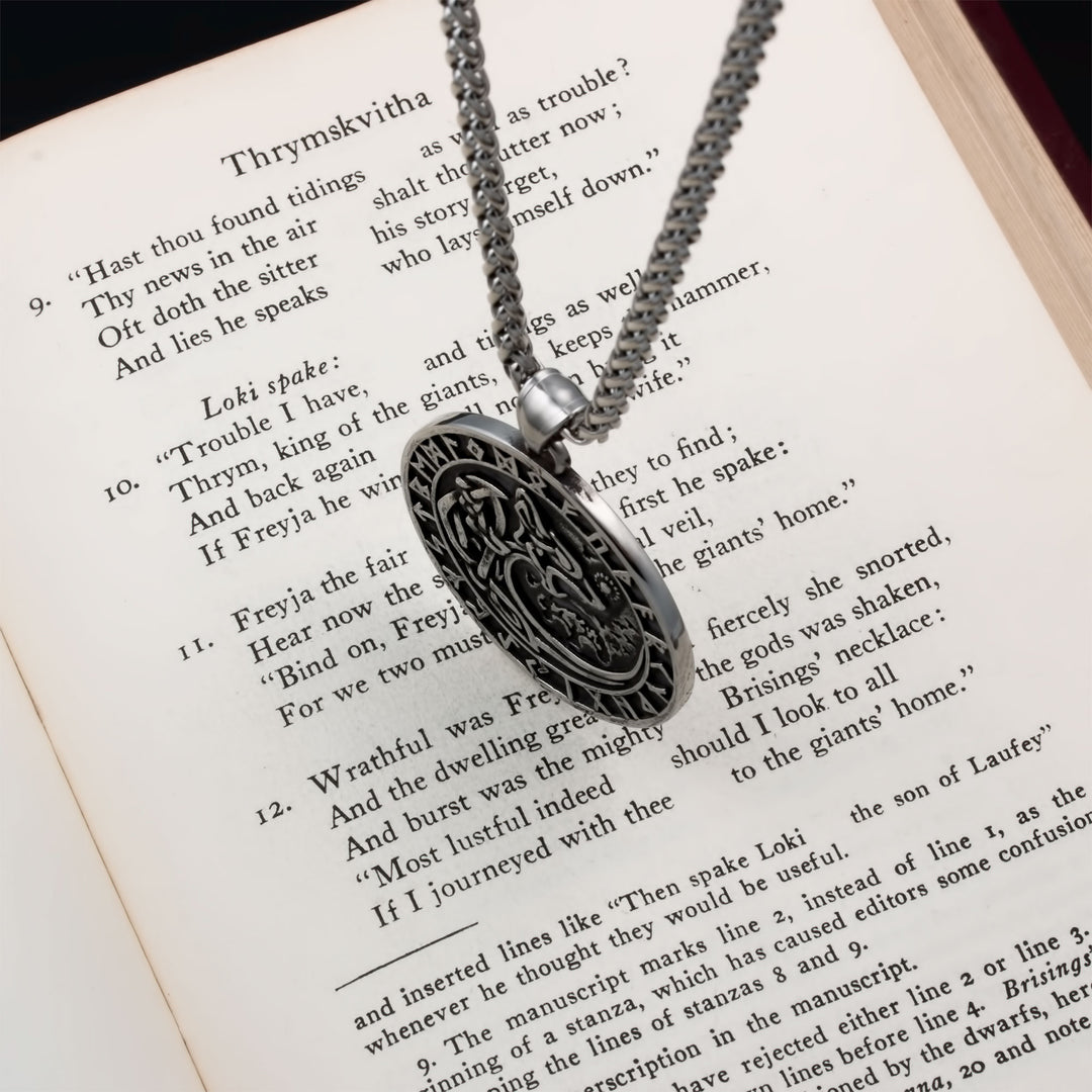 Fenrir Wolf Rune Pendant Necklace Stainless Steel Viking