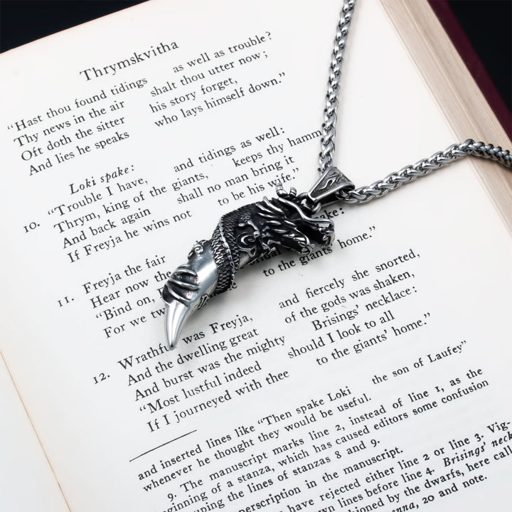Jormungandr Midgard Serpent Fang Claw Pendant Necklace Stainless Steel Viking