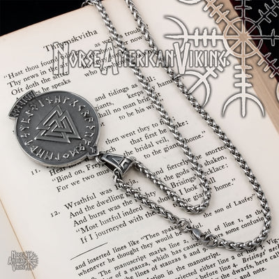 Viking Norse Dragon Fafnir Valknut Rune Stainless Steel Pendant Necklace