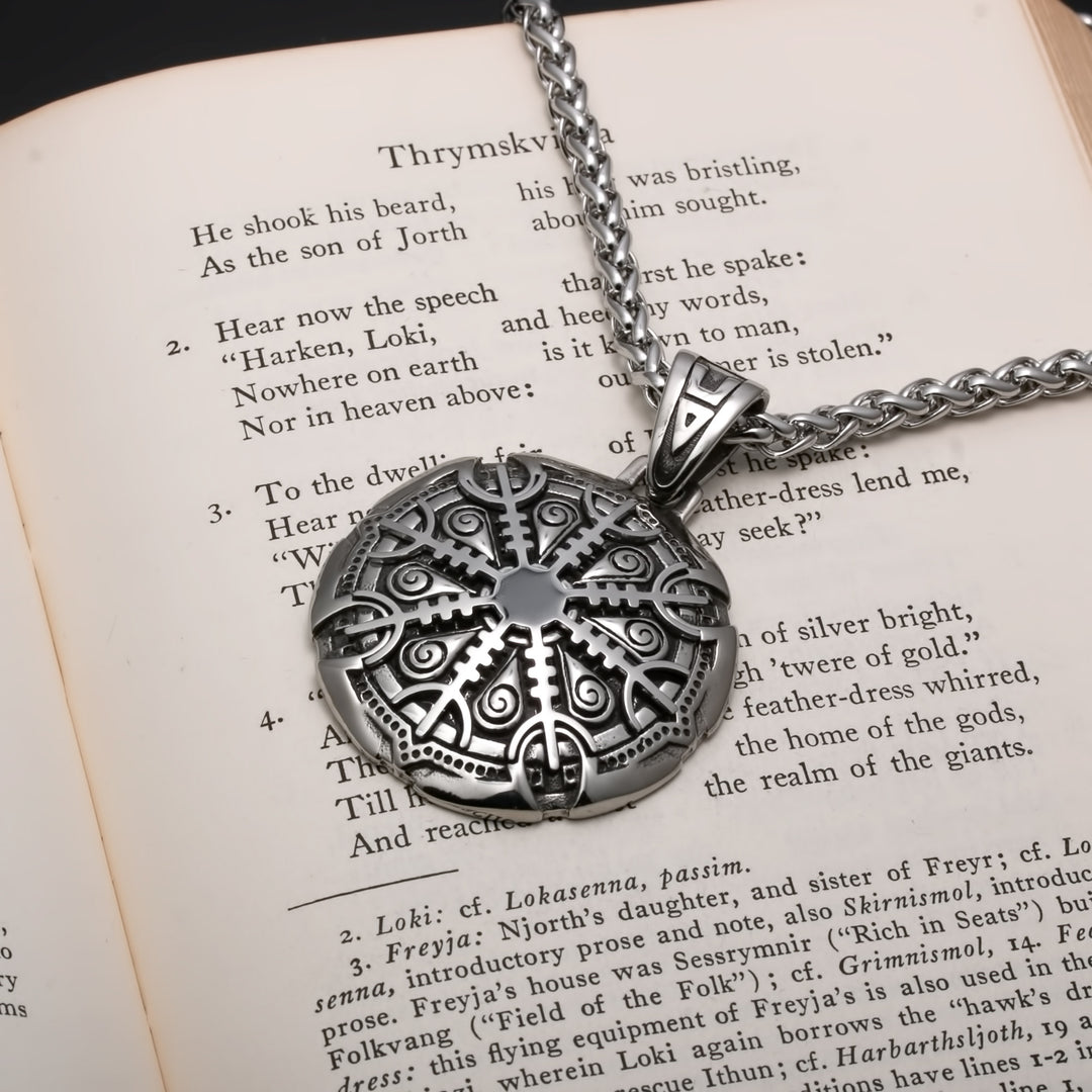 Viking Helm of Awe Stainless Steel Pendant Necklace