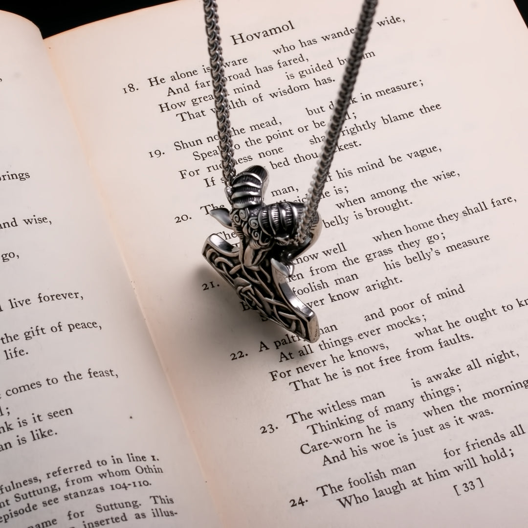 Viking Mjolnir Thor's Hammer Trinity Knot Goat Stainless Steel Pendant Necklace