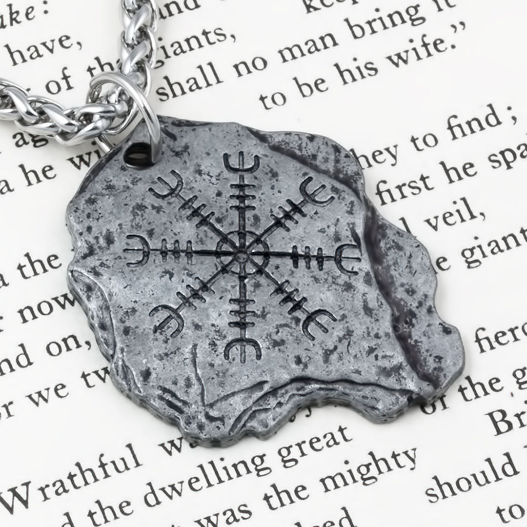 Helm of Awe Rock Pendant Necklace Stainless Steel Viking