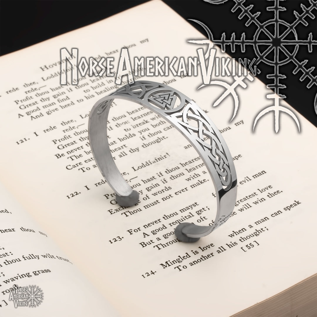 Valknut Viking Cuff Bracelet 316L Stainless Steel