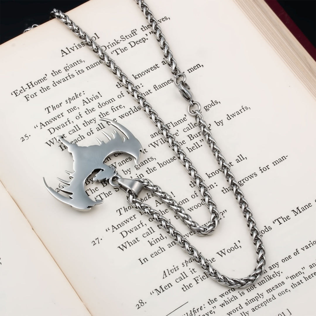 Norse Dragon Pendant Necklace Stainless Steel Viking