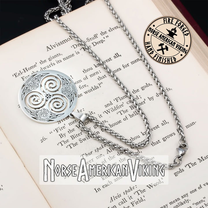 Viking Triskele Trinity Stainless Steel Pendant Necklace