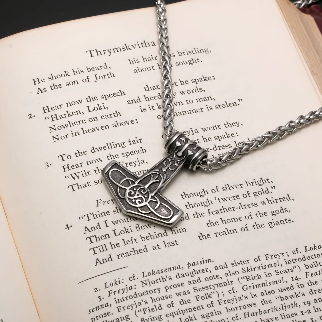 Viking Mjolnir Thor's Hammer Triskele Stainless Steel Pendant Necklace