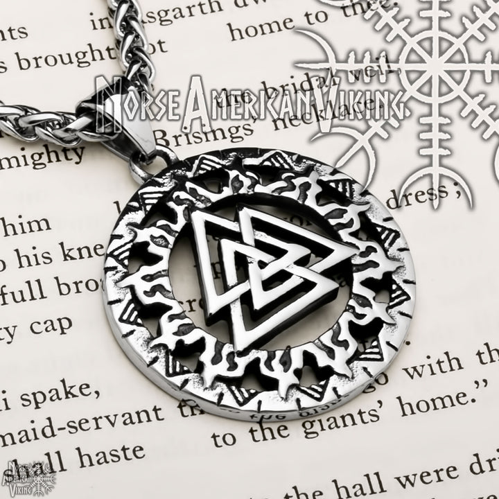 Viking Valknut Slain Warrior Knot Stainless Steel Pendant Necklace