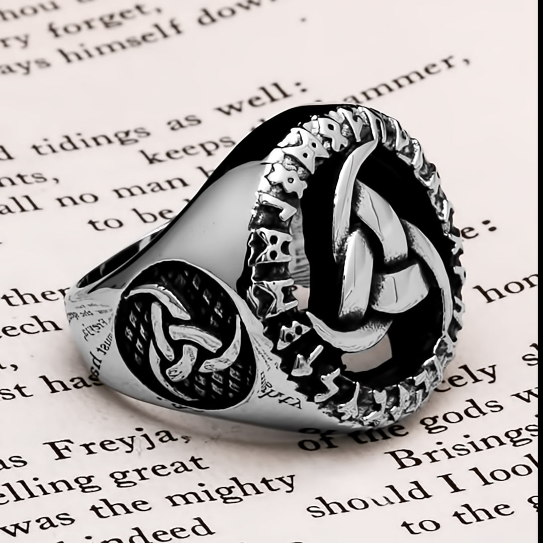 Viking Elder Futhark Rune Ring 316L Stainless Steel Size 7