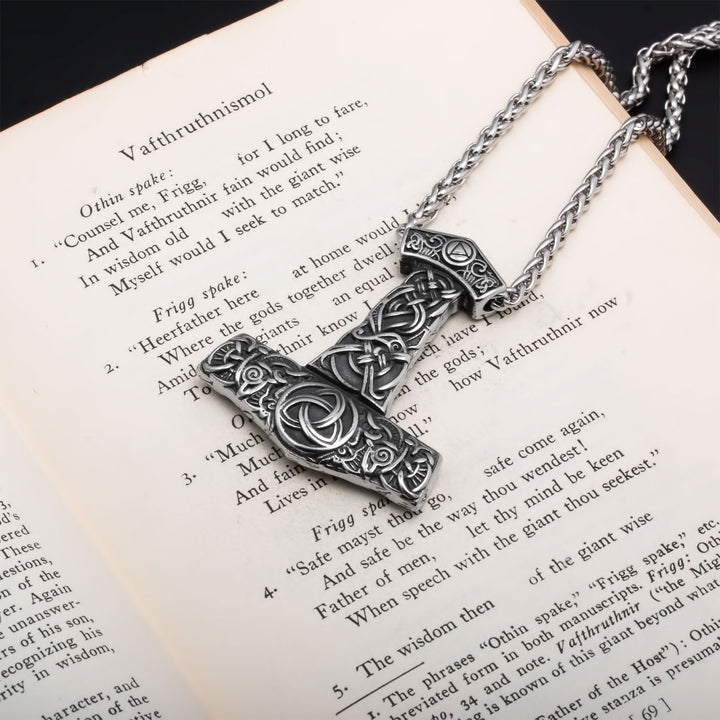 Mjolnir Thor's Hammer Trinity Pendant Necklace Stainless Steel Viking