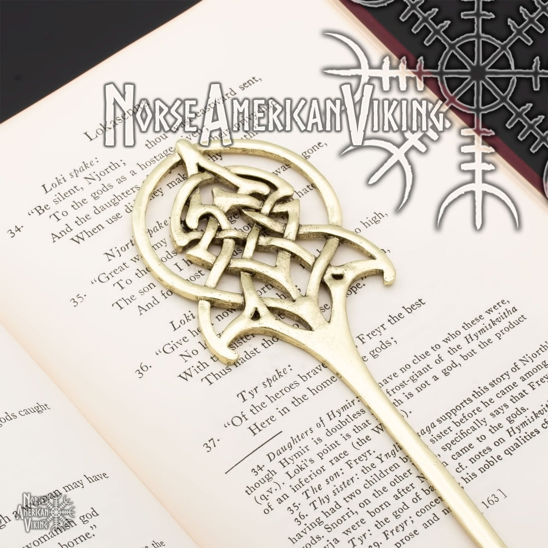 Viking Goddess Hair Stick Norse Hair Accessory Gold Tone Zinc Alloy - view 2