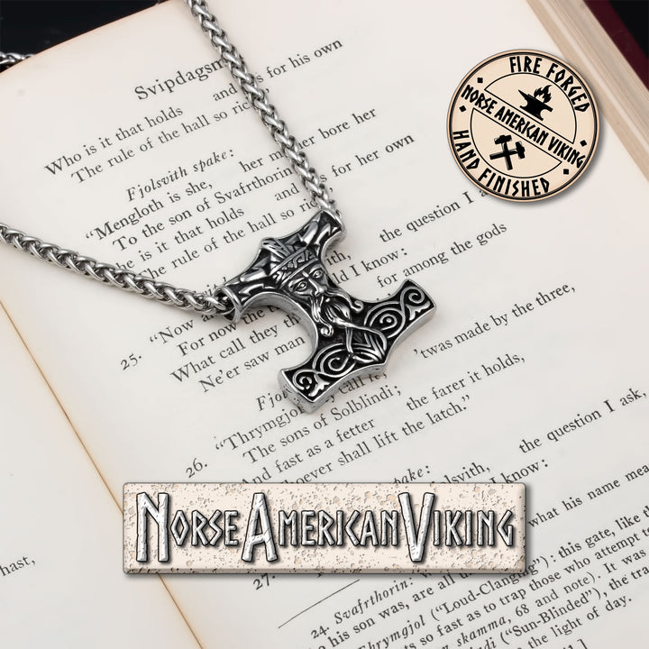 Viking Mjolnir Thor's Hammer Stainless Steel Pendant Necklace