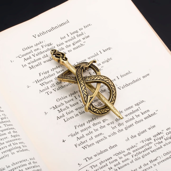 Viking Norse Dragon Infinity Knot Hair Pin Gold
