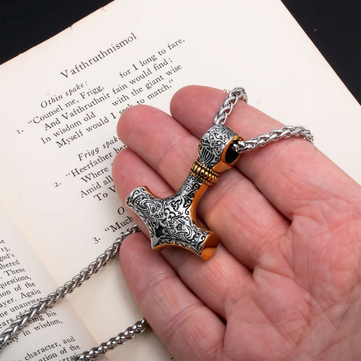 Mjolnir Thor's Hammer Pendant Necklace Stainless Steel Viking
