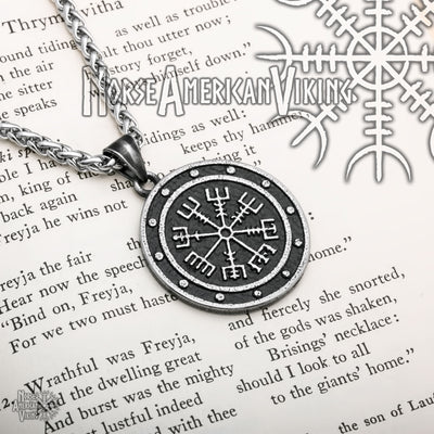 Viking Vegvisir Compass Ancient Stainless Steel Pendant Necklace