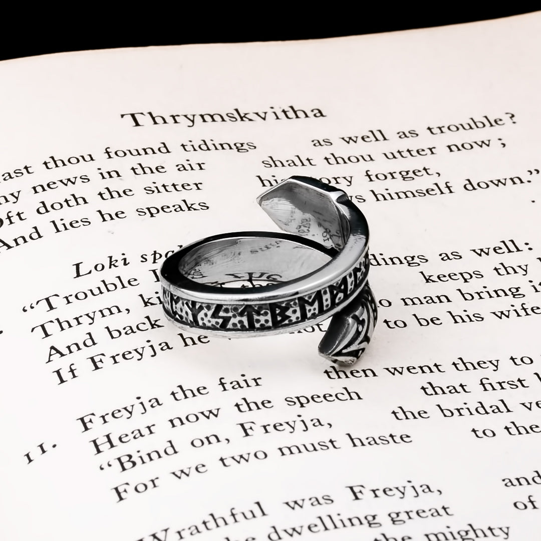 Elder Futhark Rune Raven Viking Ring 316L Stainless Steel - view 4
