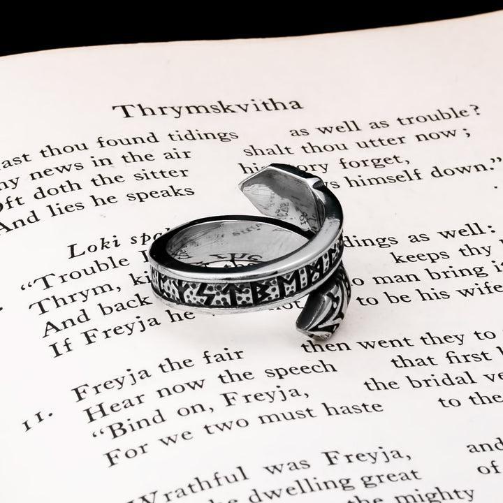 Elder Futhark Rune Raven Viking Ring 316L Stainless Steel - view 4