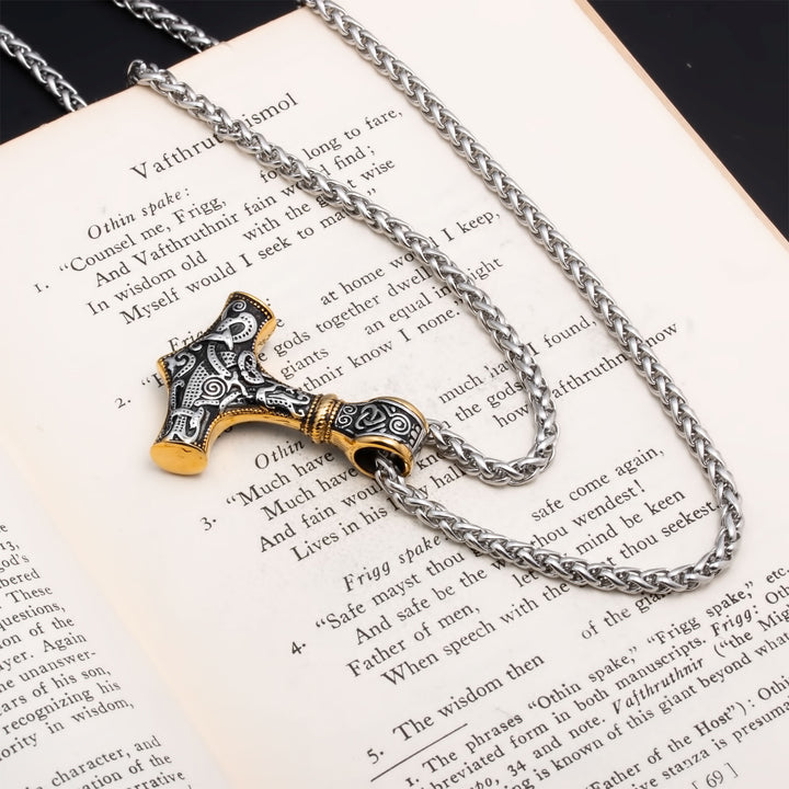 Mjolnir Thor's Hammer Pendant Necklace Stainless Steel Viking
