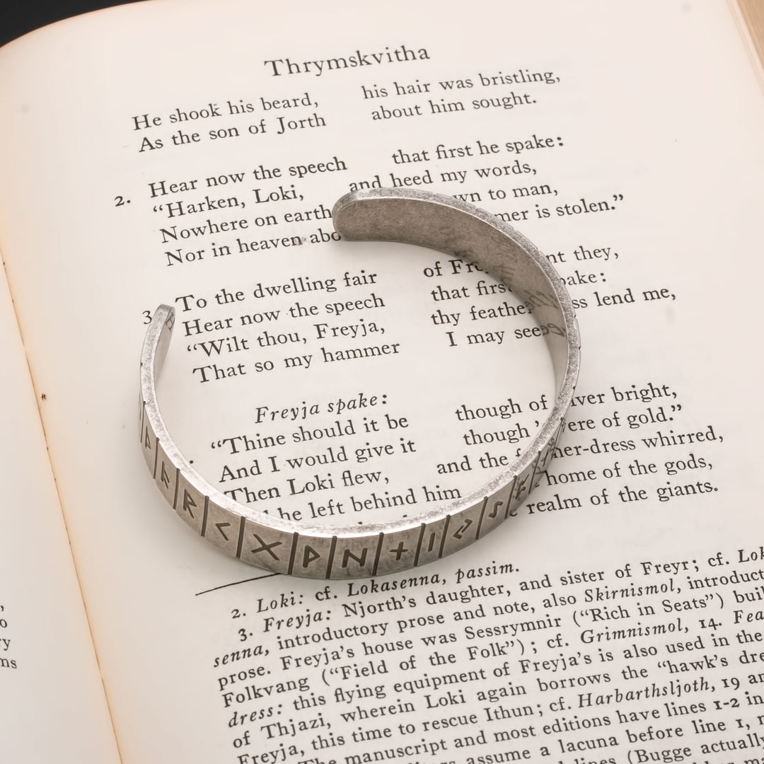 Viking Elder Futhark Rune Cuff Bracelet