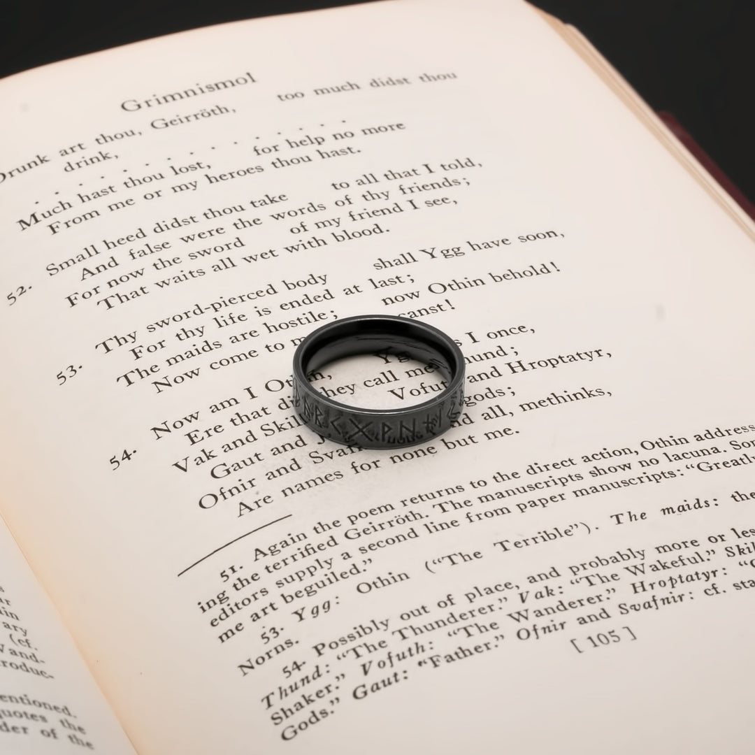 Elder Futhark Rune 6mm Ancient Viking Ring 316L Stainless Steel - view 4
