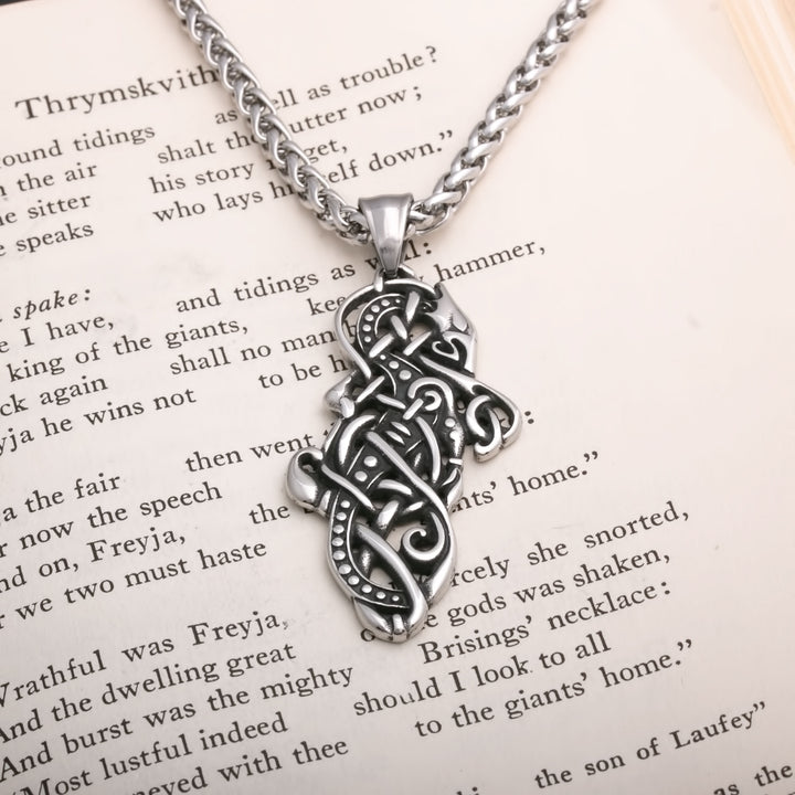 Dragon Knot Viking Pendant Necklace 316L Stainless Steel - view 3