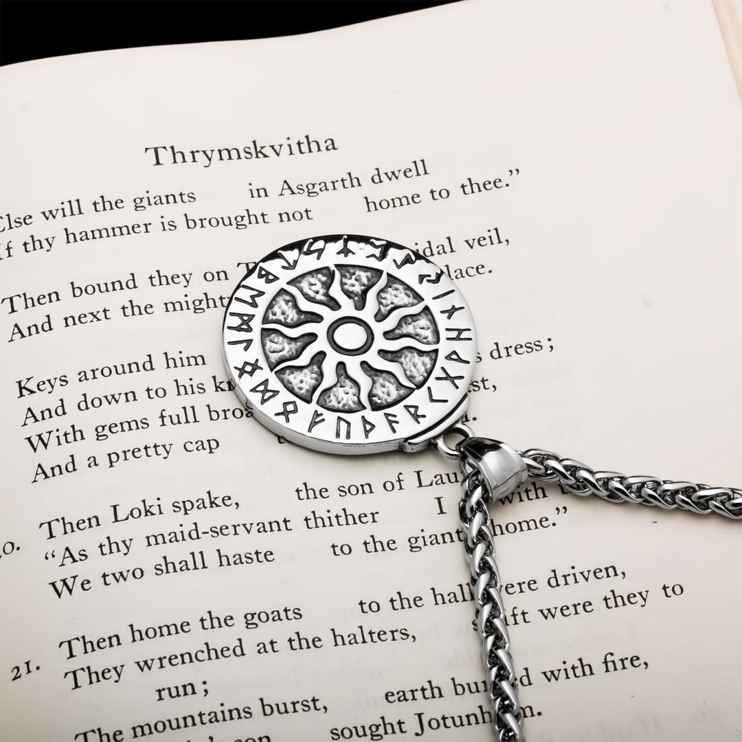 Sun Rune Pendant Necklace Stainless Steel Viking