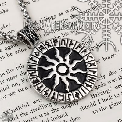Viking Sun Rune Stainless Steel Pendant Necklace