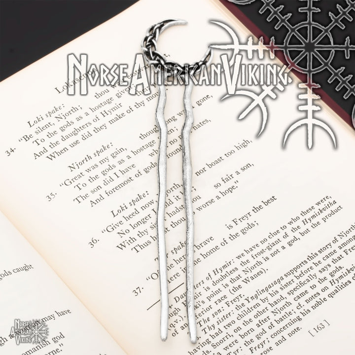 Plaited Crescent Moon Double Hair Stick Silver Tone Zinc Alloy - view 4