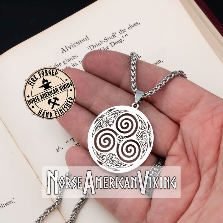 Viking Triskele Trinity Stainless Steel Pendant Necklace