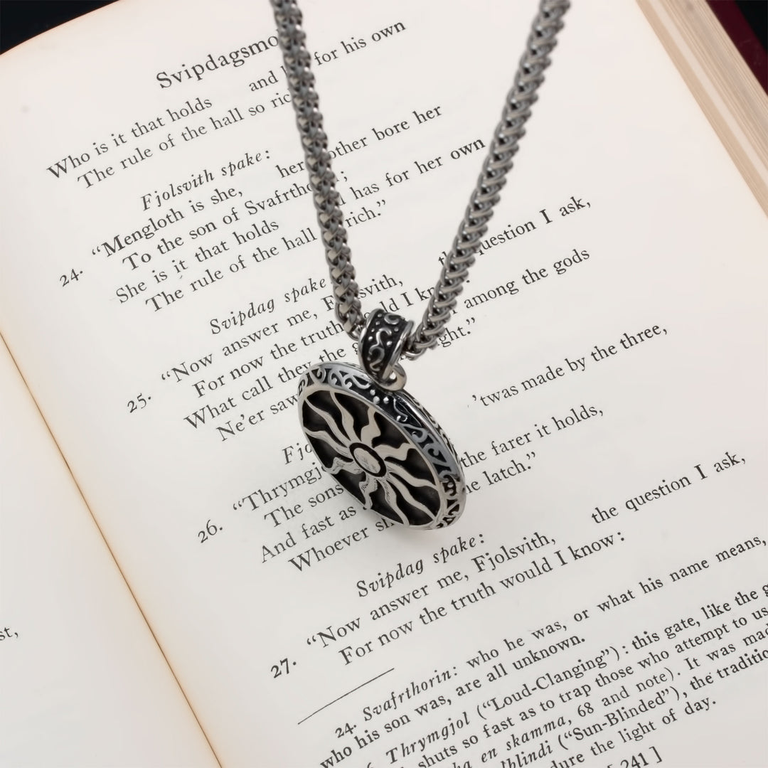 Sun Medallion Pendant Necklace Stainless Steel Viking
