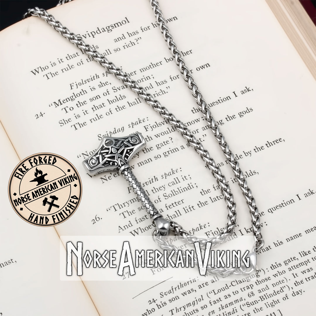 Viking Mjolnir Thor's Hammer Stainless Steel Pendant Necklace