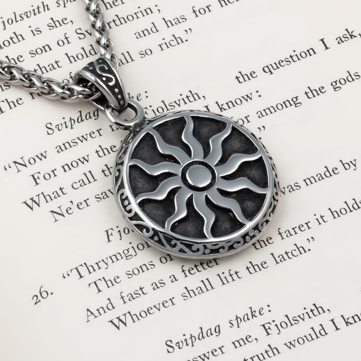 Sun Medallion Pendant Necklace Stainless Steel Viking
