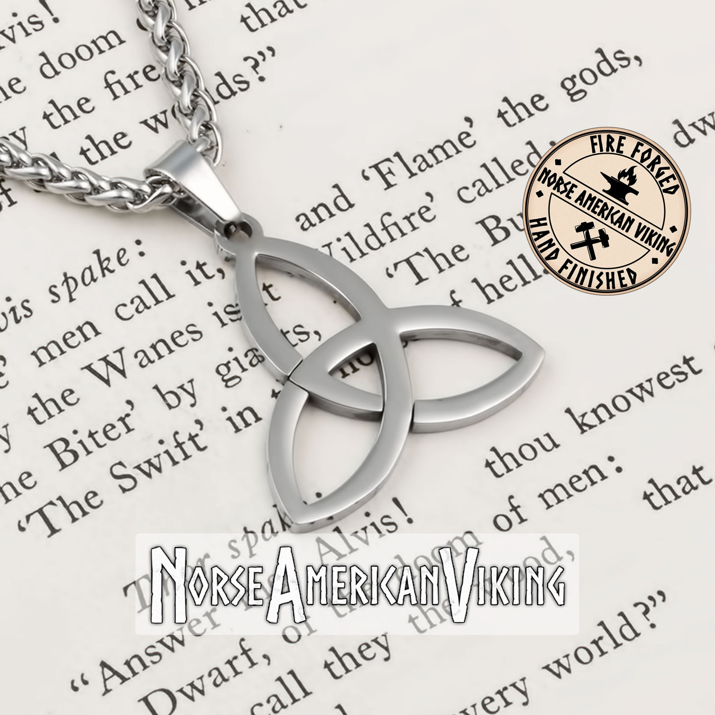 Viking Celtic Trinity Knot Stainless Steel Pendant Necklace