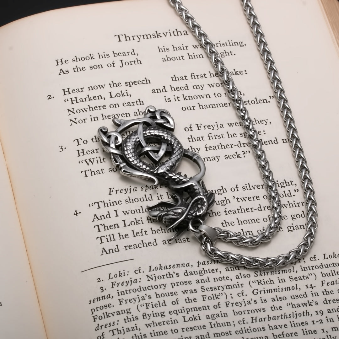 Viking Midgard Serpent Stainless Steel Pendant Necklace