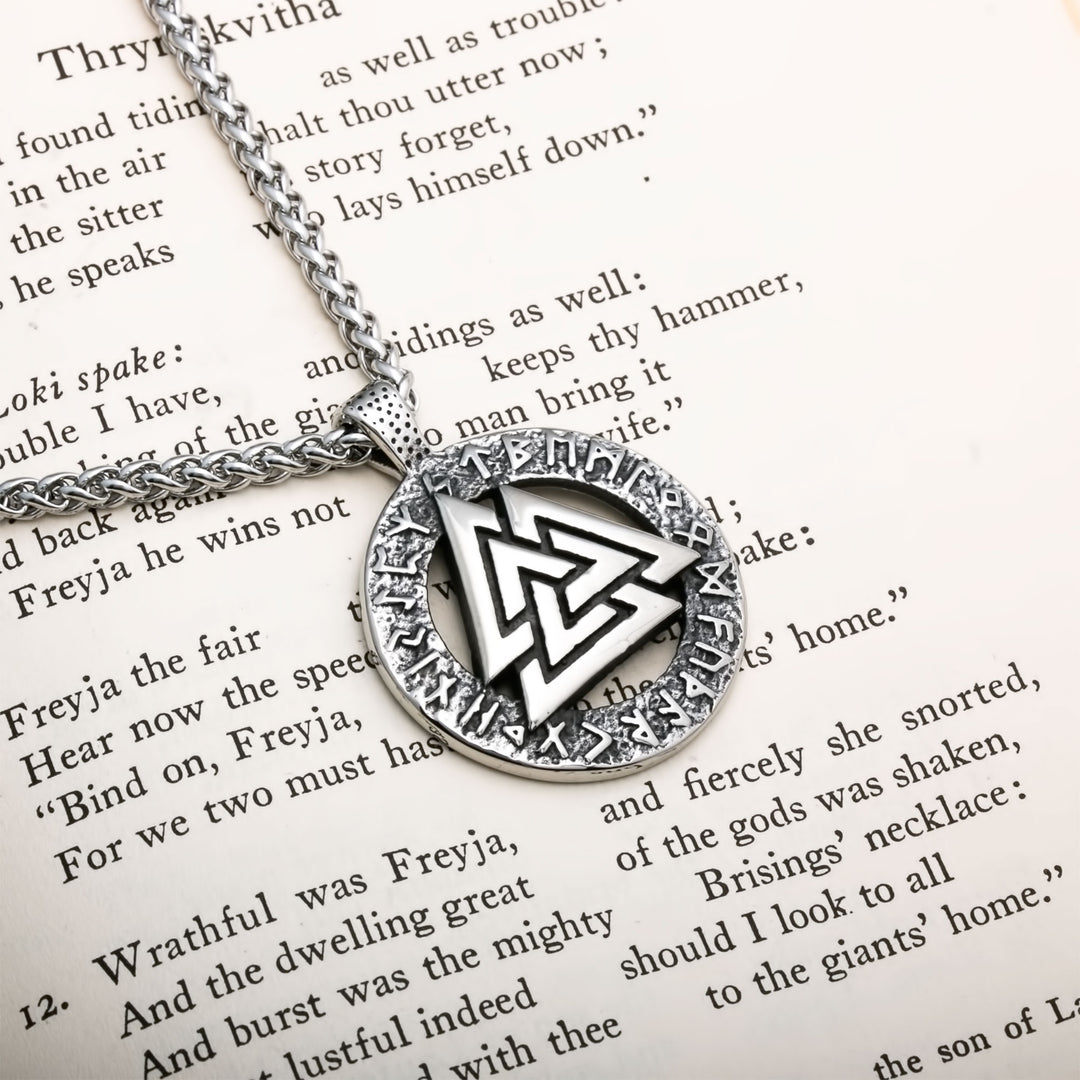 Valknut Viking Pendant Necklace 316L Stainless Steel