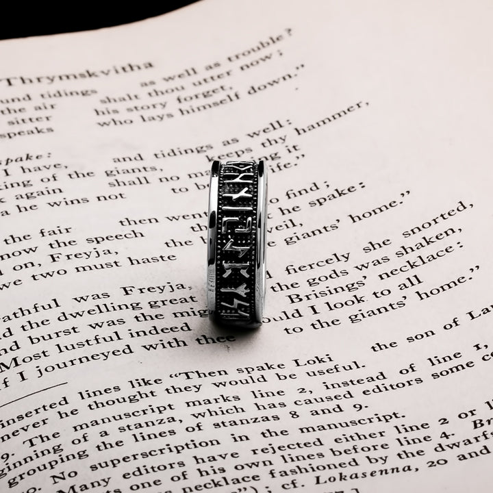 Viking Elder Futhark Rune Ring 8mm Band 316L Stainless Steel