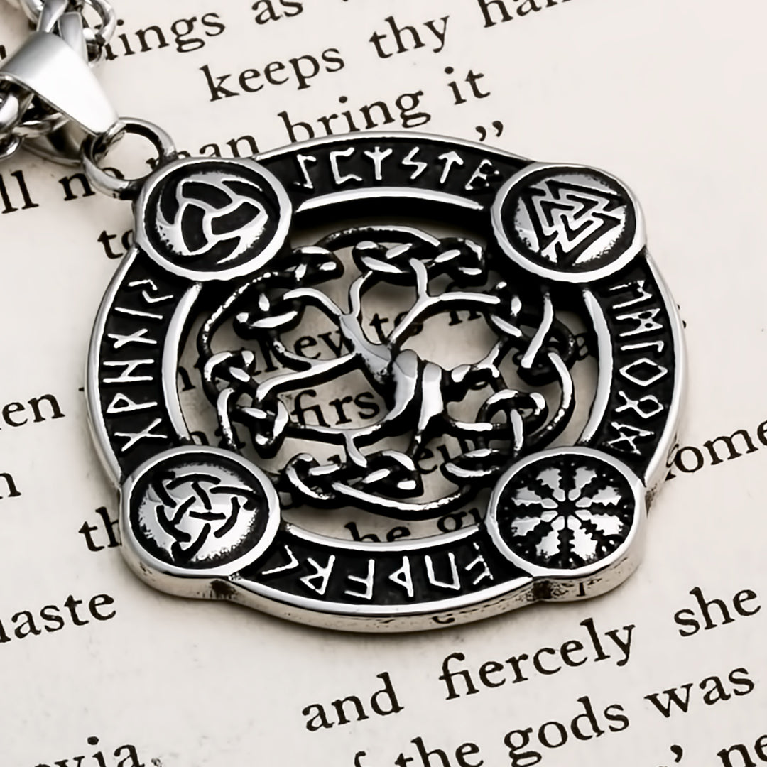 Helm of Awe Viking Pendant Necklace 316L Stainless Steel