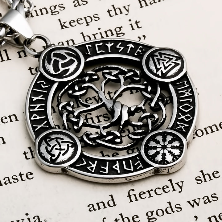 Helm of Awe Viking Pendant Necklace 316L Stainless Steel