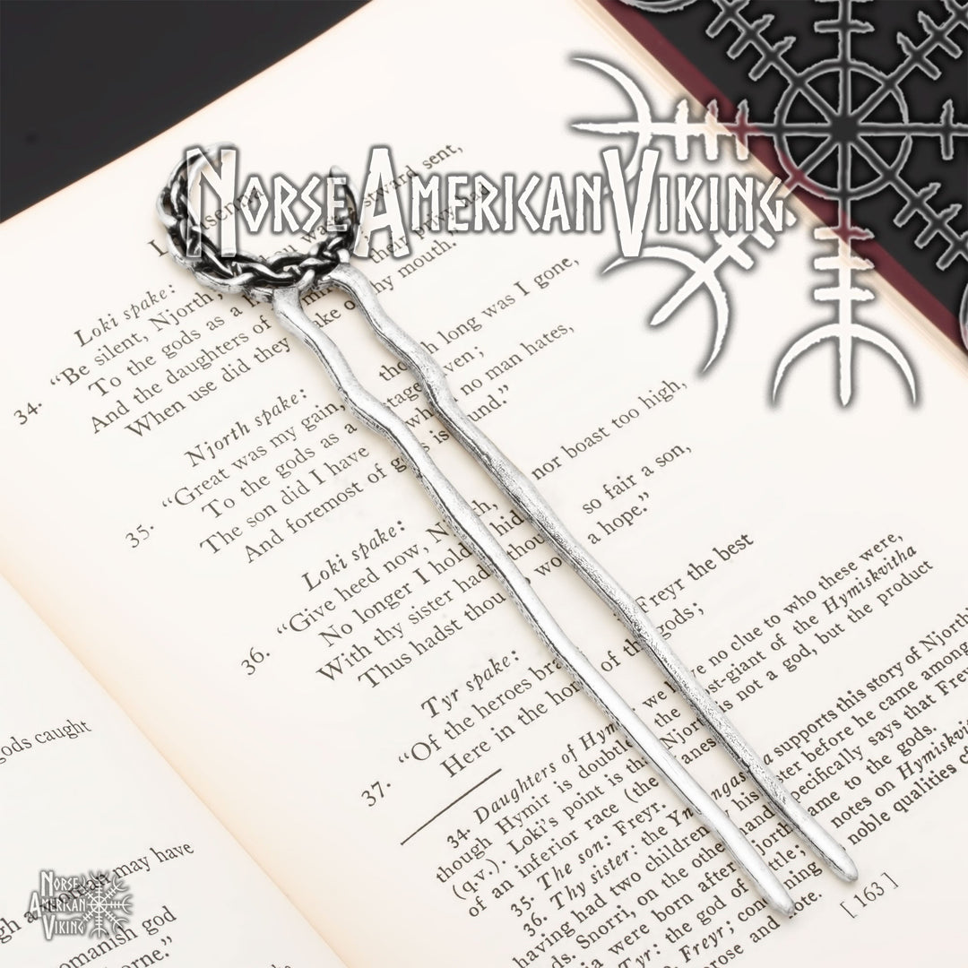 Plaited Crescent Moon Double Hair Stick Silver Tone Zinc Alloy - view 3