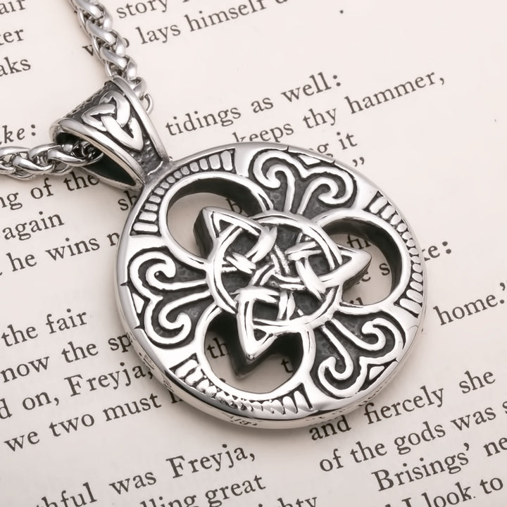 Celtic Trinity Knot Medallion Viking Pendant Necklace 316L Stainless Steel