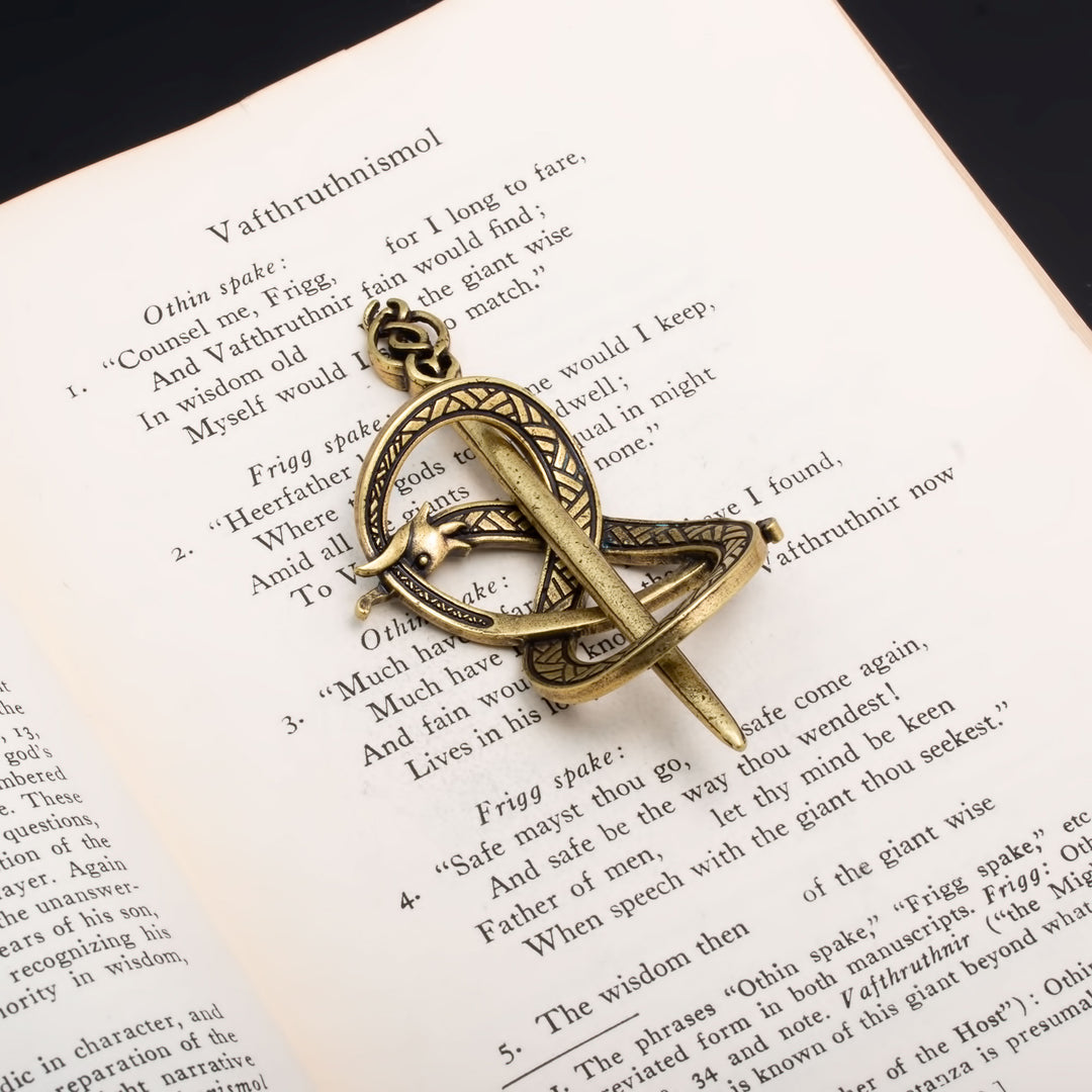 Viking Norse Dragon Infinity Knot Hair Pin Gold