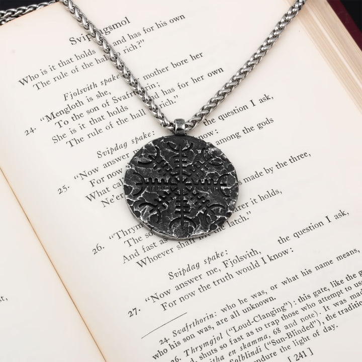 Helm of Awe Rock Pendant Necklace Stainless Steel Viking