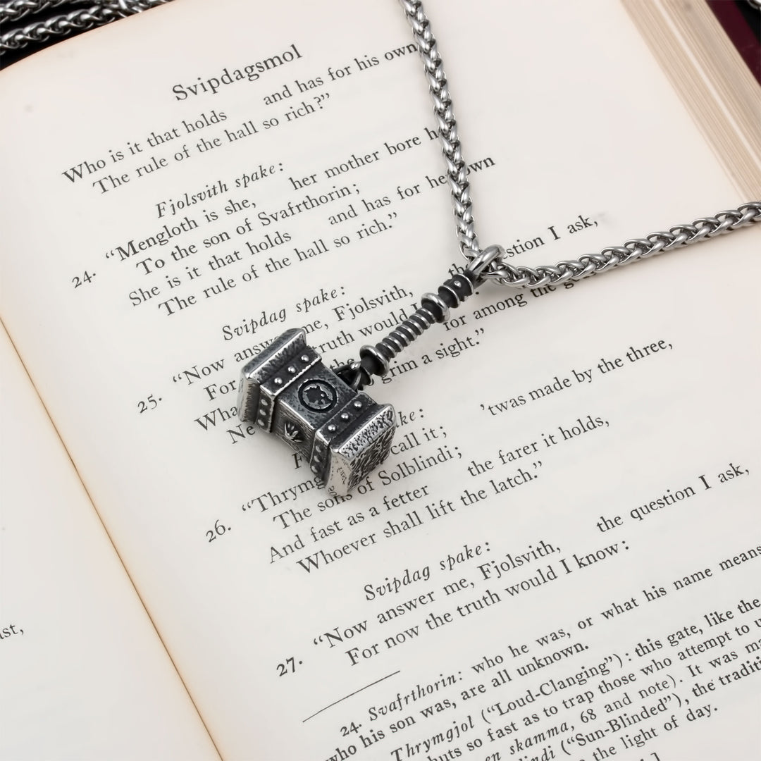 Mjolnir Thor's Hammer Pendant Necklace Stainless Steel Viking