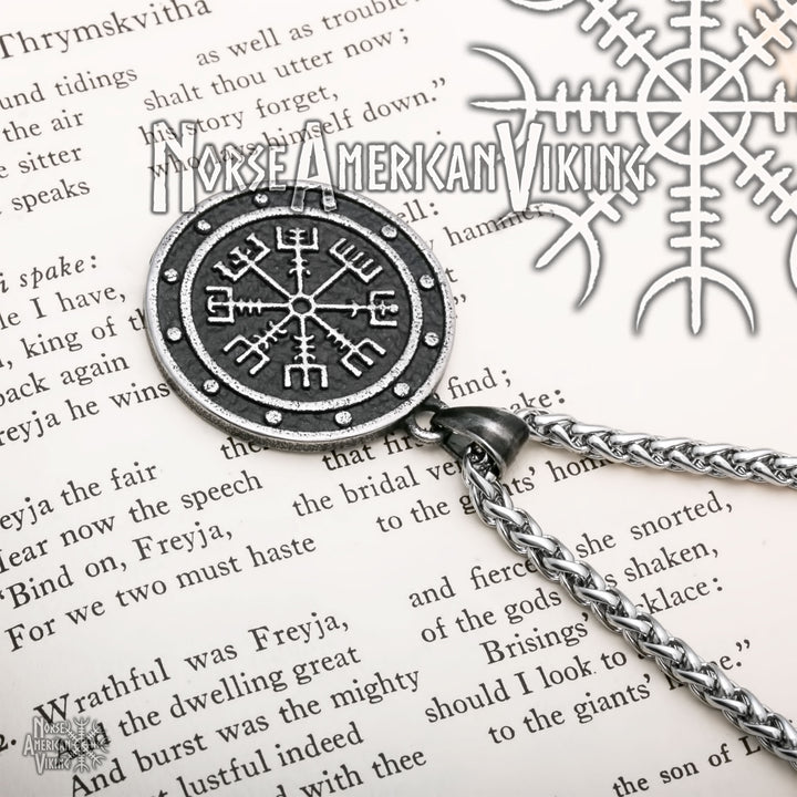 Viking Vegvisir Compass Ancient Stainless Steel Pendant Necklace